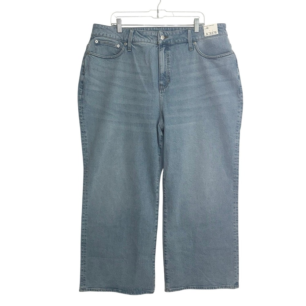 J. Crew Women's '96 Curvy Slim Wide Leg Denim Jeans Light Wash 35 New